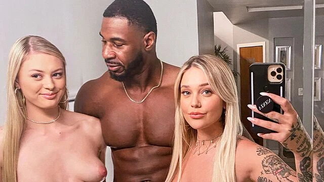 Kali Roses and Amber Moore are enjoying interracial dick-riding