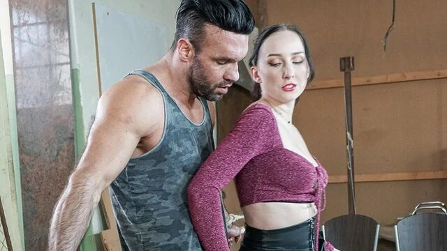 Awesome Bella Angel is standing on the knees and masturbating