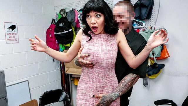 Busty MILF Little Puck likes jumping on a huge guard's dick