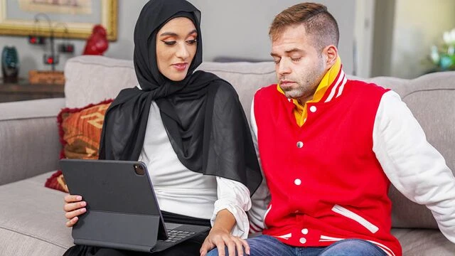 Doll in a black hijab Aubry Babcock fucked for cash by big cock