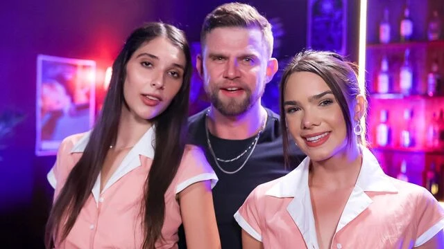 Aria Sloane and Ivy Ireland are fucking with a shared dick