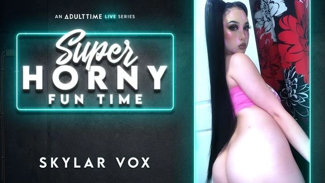 An astonishing busty angel Skylar Vox is playing with a toy