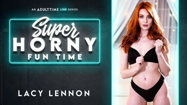 Cute redhead babe Lacy Lennon is sucking her purple dildo with love