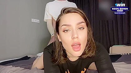 Good View Couple - Hot student 18+ Gives Blowjob And Rides Cock As She Was