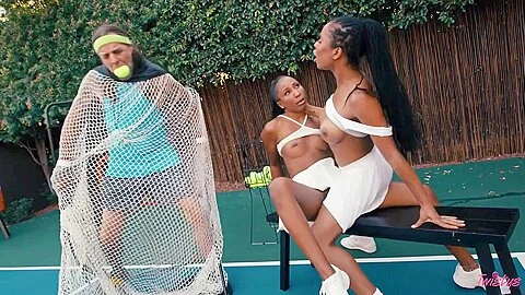 Tennis Lesson Turns Into A Sweaty Love Match With Kira Noir, Olivia Jayy And Kira