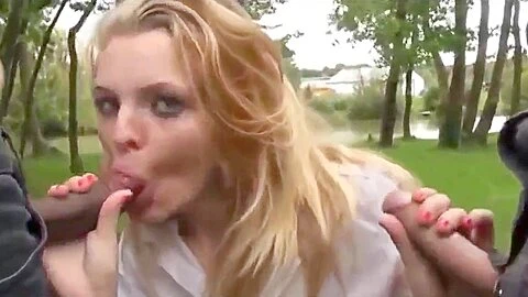 Horny Girl Outdoor Gangbang