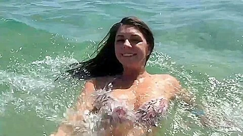 Olivia Flashes Her Tits At The Non-nude Beach With Olivia Lua