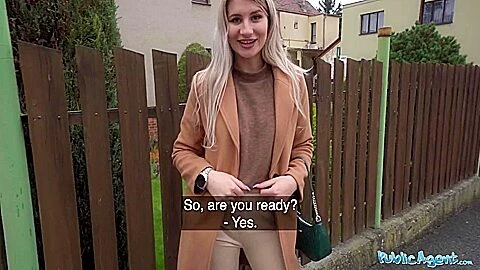 Cute Blonde Flashes Her Perky Titties And Fucks Huge Cock In A Basemant - Teaser