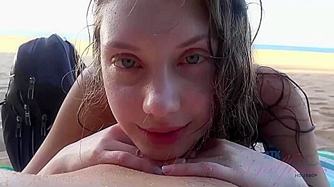 Elena Koshka In Elena Pees On The Beach And Sucks Your Cock Too