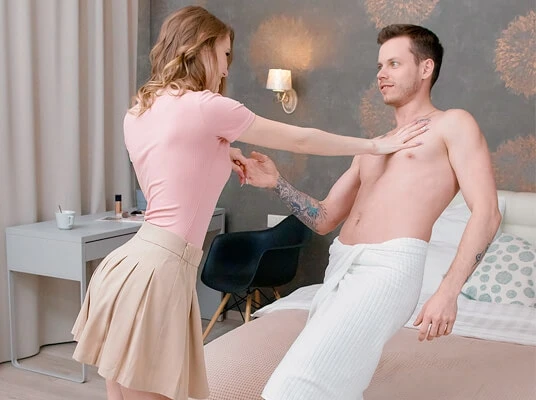 Naked lovers talk in bed