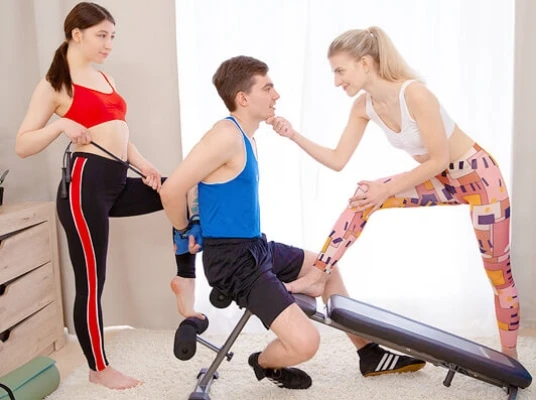 Hard workout ends with hard sex 